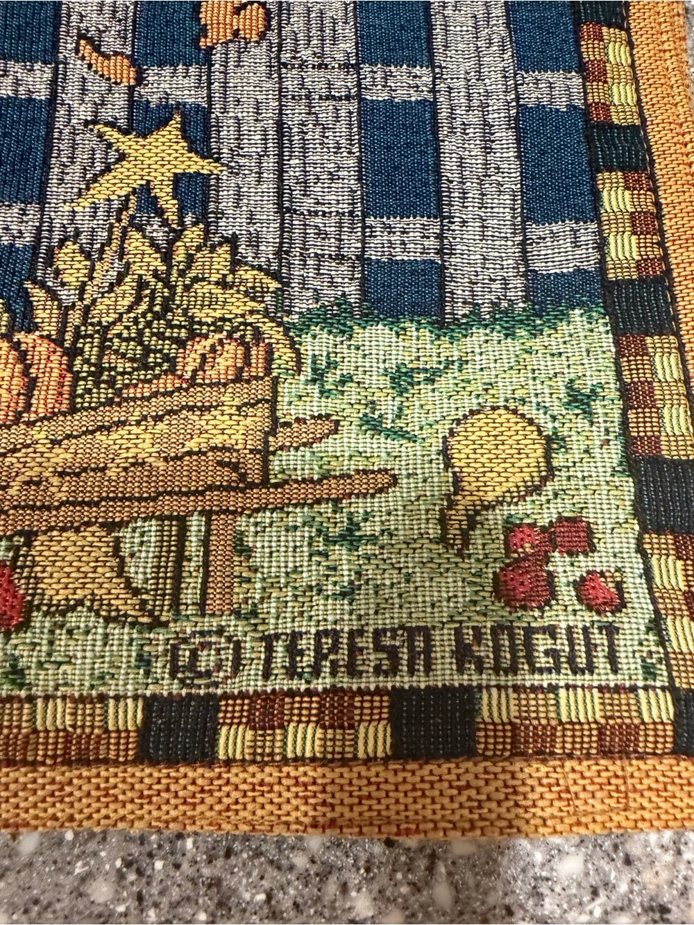 Teresa Rogut 4 Scarecrow Pumpkin Patch Fall Placemats Tapestry Style 19.5x13.5